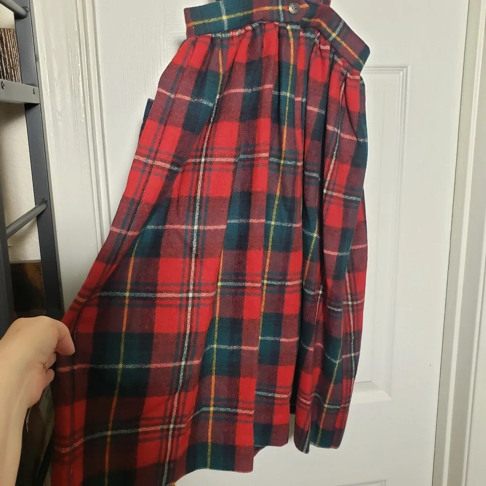Vintage Ralph Lauren Plaid Wool Skirt Suspenders Girls Size 10 Holidays Acadamia